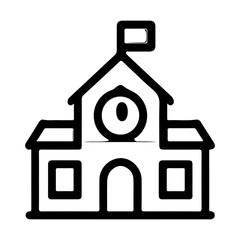 Simple outline icon of a classic school building