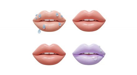 Different shades of lip gloss on lips