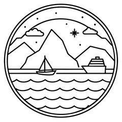 Arctic Ocean line art vector