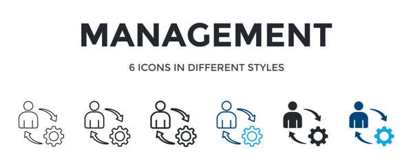 Management Icon In Different Style Vector Illustration. Designed In Thin Line, Regular Line, Bold Line, Glyph, Color Line, And Color Glyph Style Can Be Used For Web