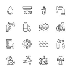 water and drink icons set
