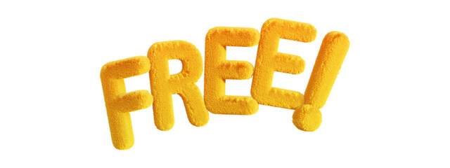 3d yellow fluffy text FREE