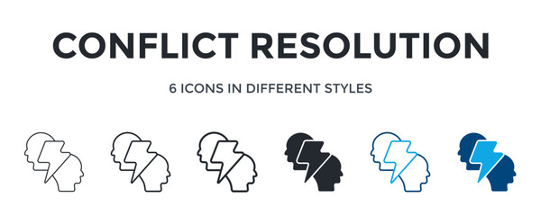 Conflict Resolution Icon In Different Style Vector Illustration. Designed In Thin Line, Regular Line, Bold Line, Glyph, Color Line, And Color Glyph Style Can Be Used For Web