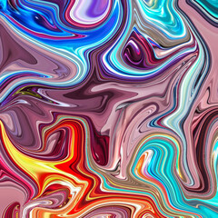 Obraz premium Energetic abstract painting with vibrant reds, blues, purples, and yellows swirling in chaotic harmony. 