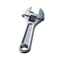 Adjustable wrench on transparent background