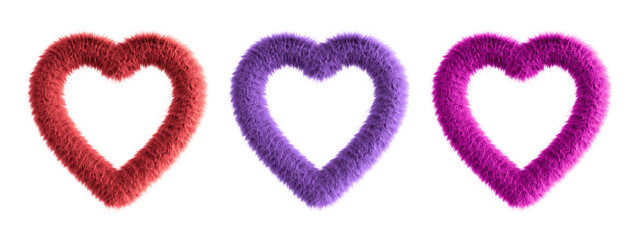 A soft fluffy heart shape is isolated on transparent background