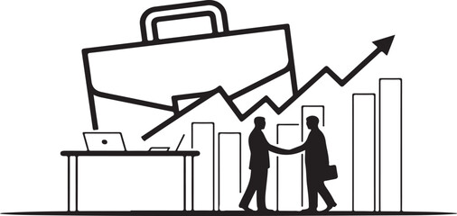 Business Deal and Financial Growth A Black and White Illustration
