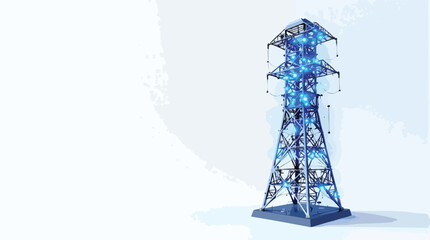 Obraz premium Futuristic illustration of a power grid pylon with digital glowing lights and energy.