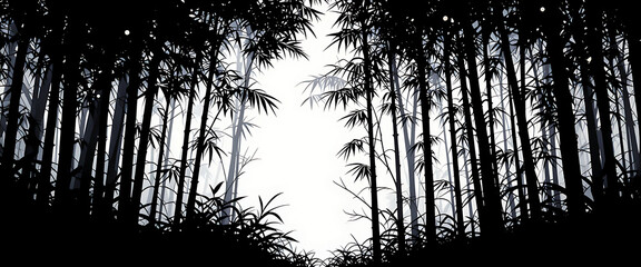 silhouette of a bamboo garden