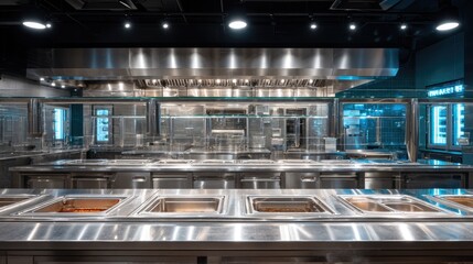 Sleek, modern commercial kitchen
