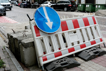 Street construction site in Kiev showcases urban life and caution