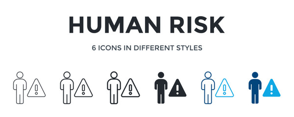 Human Risk Icon In Different Style Vector Illustration. Designed In Thin Line, Regular Line, Bold Line, Glyph, Color Line, And Color Glyph Style Can Be Used For Web