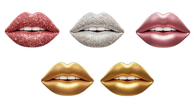 Variety of glittery lipsticks