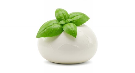 Obraz premium White cheese ball with fresh basil