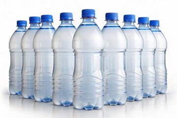 Clear plastic bottle mockup of cold mineral water isolated on white background. Soda Water Bottle With Blank Label