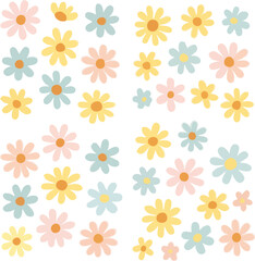 Pastel Daisy Flower Pattern Background