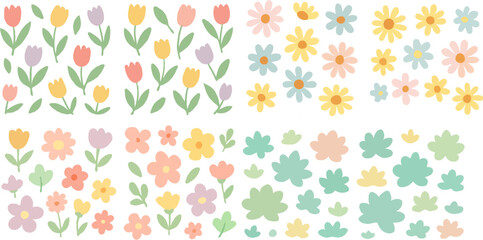 Pastel Tulips and Daisies Flower Collection