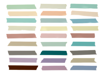 Collection of colorful adhesive strips isolated on transparent background