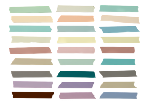 Collection of colorful adhesive strips isolated on transparent background