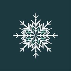 Snowflake illustration with intricate details on dark background  