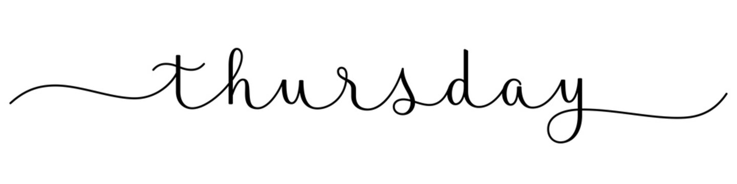 THURSDAY black brush calligraphy banner with swashes on transparent background