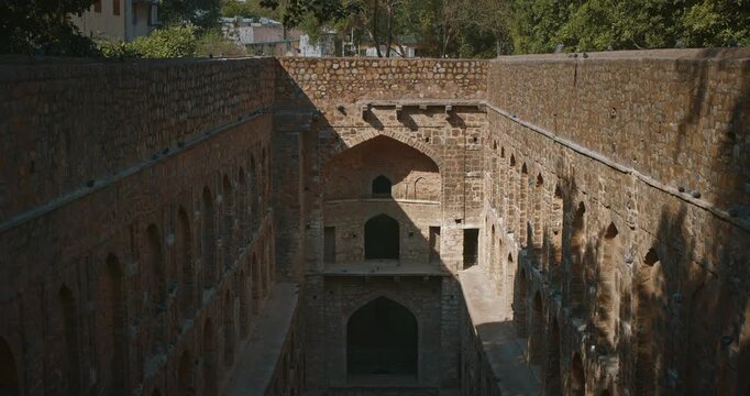 Ancient Stone Structure With Arched Designs. Agrasen Ki Baoli or Ki Baoli