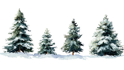 Fototapeta premium Four winter trees on snowy ground