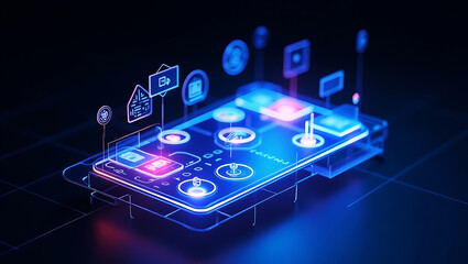 Futuristic holographic technological background royalty free image premium quality