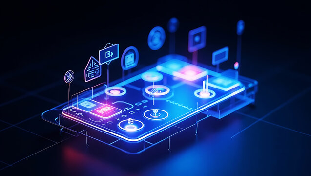 Futuristic holographic technological background royalty free image premium quality