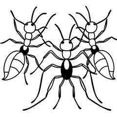 Army Ants line art vector