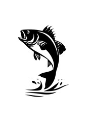 Illustration of a fish jumping out of the water with splash on a white background design art