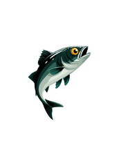 Illustration of a fish jumping out of the water on a white background design art