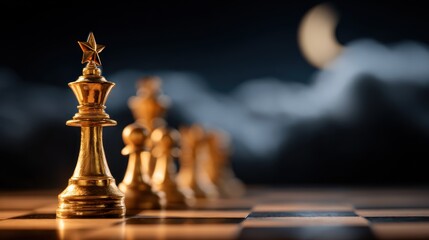 Golden chess king leadership concept