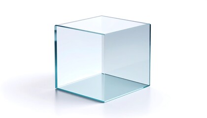 Fototapeta premium Clear glass cube on white background