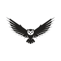 Fototapeta premium A minimalist flying owl logo, a bold graphic emblem with wings spread, representing wisdom. Content-Type application/json for modern design.