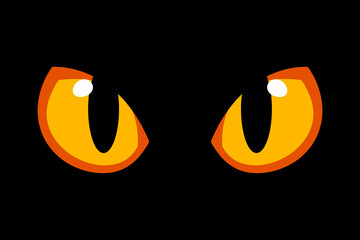 Cat's eyes in a dark. Yellow Eyes of a cat in the dark. Dangerous eyes of a cat. Vector icon