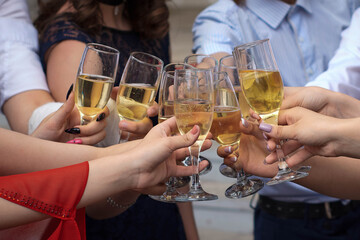Cheerful Champagne Toast at a Festive Friends Gathering