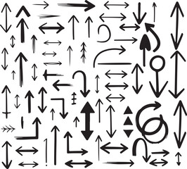 Obraz premium Grunge Arrow Vector Set – Chalk Textured Hand-Drawn Arrows Collection