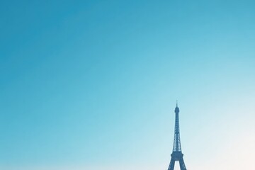 minimalistic photo depicting iconic global travel landmark such as eiffel tower or great wall silhouetted against clear