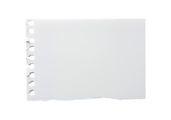 Torn white paper sheet with binder holes isolated on transparent background