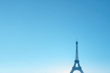 minimalistic photo depicting iconic global travel landmark such as eiffel tower or great wall silhouetted against clear