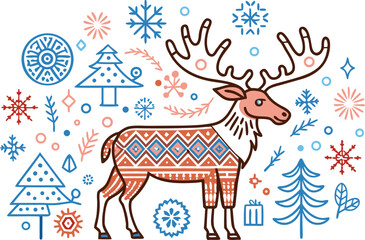Fototapeta premium christmas background with deer