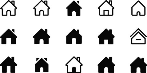 Fototapeta premium Collection of house icons silhouette isolated on transparent background