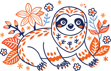 Beautiful Sloth with white background