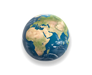 Fototapeta premium A green earth globe. 3D rendering isolated on white and transparent background. Plastic cartoon design. 