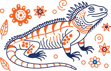 Beautiful Iguana with white background