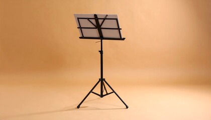 Black music stand on beige background