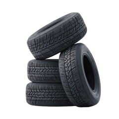 Stack of four dark gray tires