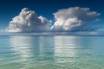 Double Cloud Shadow Over Calm Ocean Under Bright Sunlight