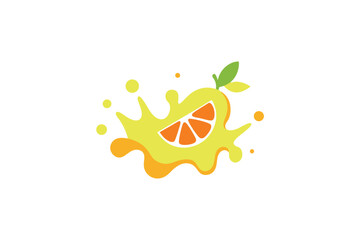 Naklejka premium Clean Splash with Fruit Slice on White Background Vector Design